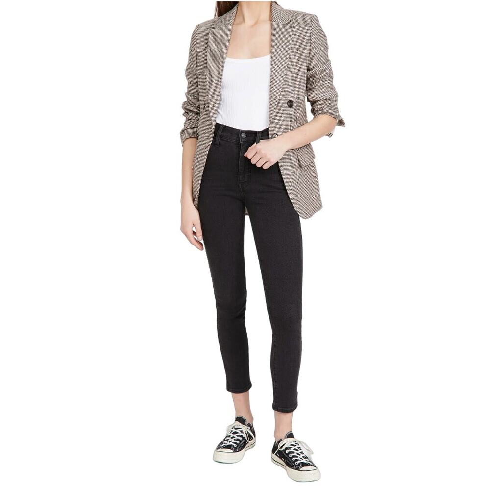 Madewell 10" High Rise Skinny Jeans Stretch Cotton Black Denim Ankle Crop Sz 25